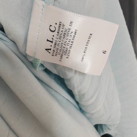 A.L.C. Moira Matte Women's Blue Polyester Fully Lined Halter Neck Pleated Cut-Ou - Picture 11 of 12